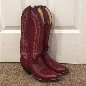Tall red cowboy boots